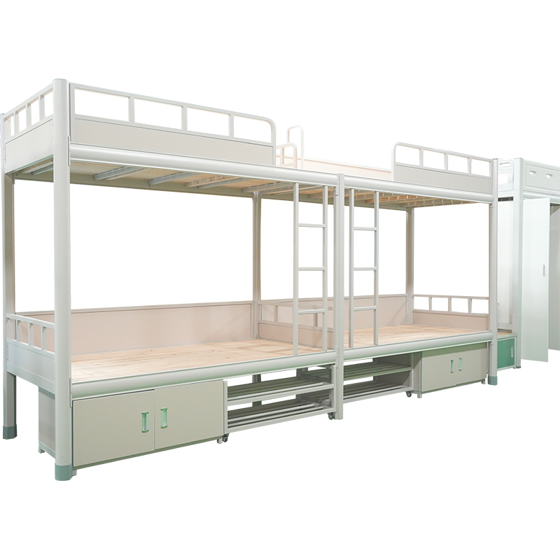 4 People Dormitory Bunk Bed With Cabinet For Students