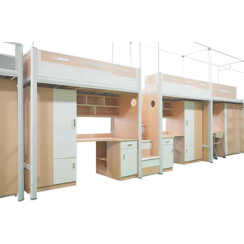 School Bunk Bed with Desk and Wardrobe for Dormitory