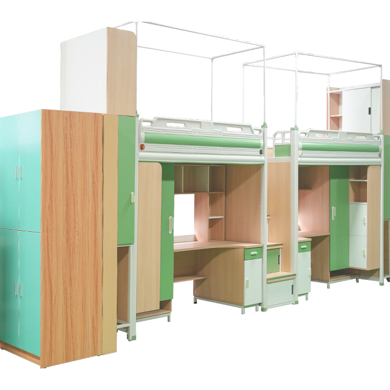 Student Dormitory Loft Bed with Study Table and Cabinet