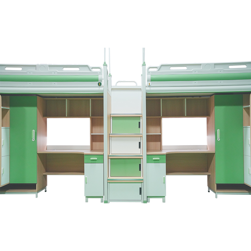 Student Dormitory Loft Bed with Study Table and Cabinet