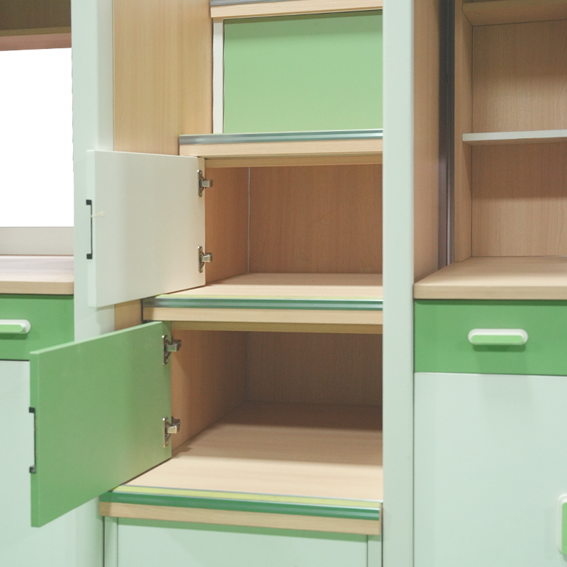 Student Dormitory Loft Bed with Study Table and Cabinet