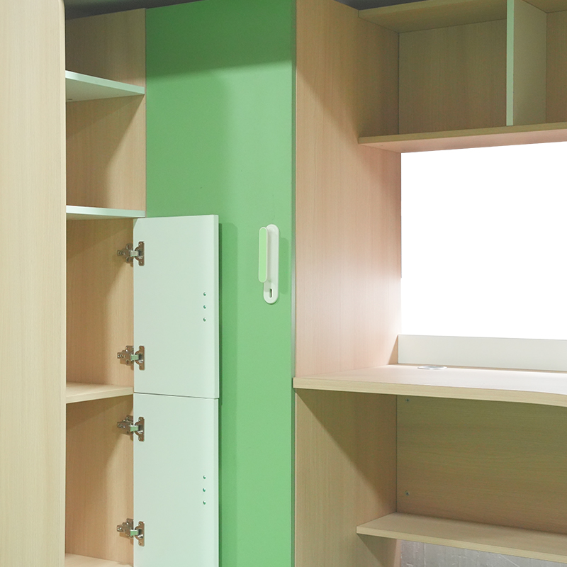 Student Dormitory Loft Bed with Study Table and Cabinet