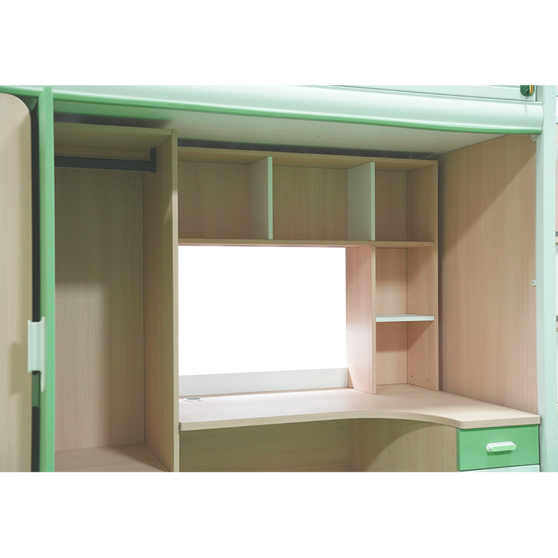 Student Dormitory Loft Bed with Study Table and Cabinet