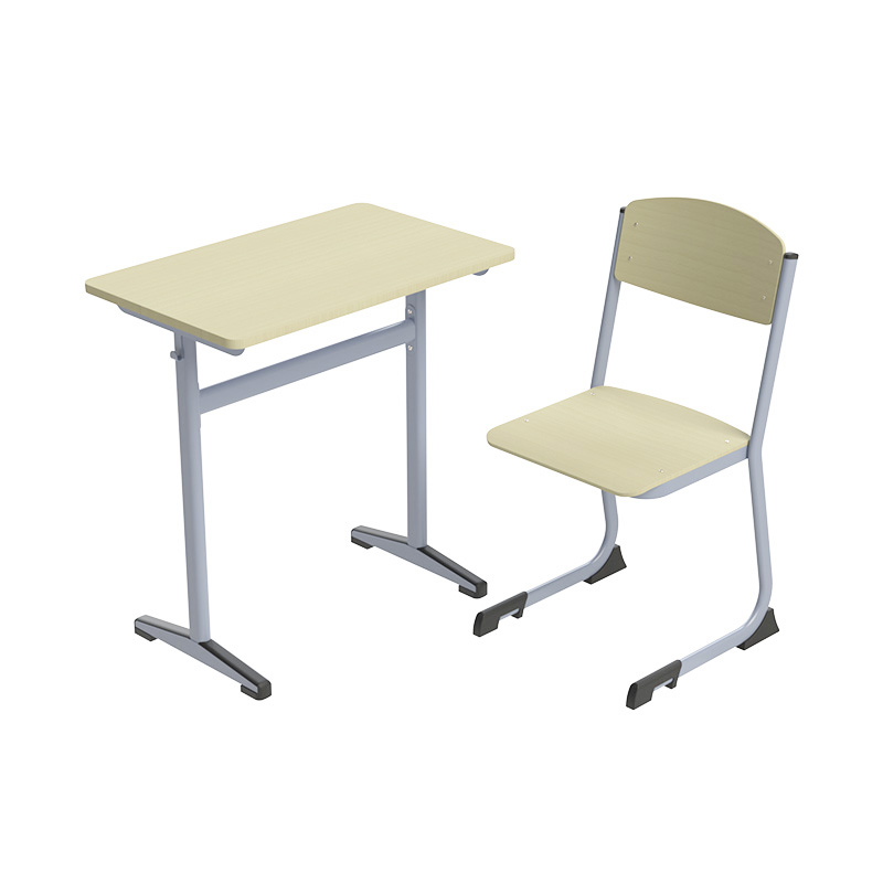 Simple Design Metal Wooden Student Study Desk and Chair Set