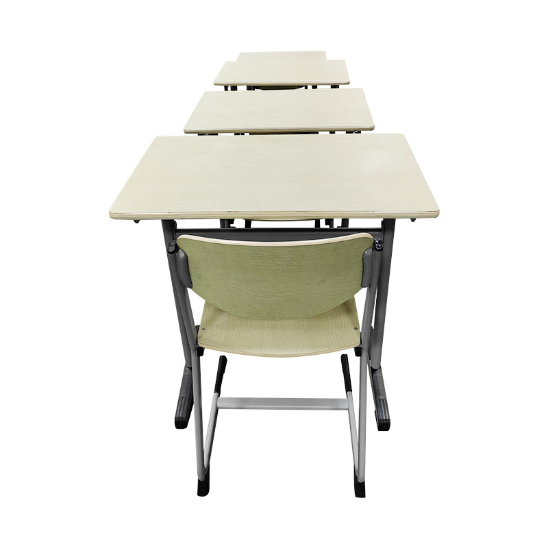 Simple Design Metal Wooden Student Study Desk and Chair Set
