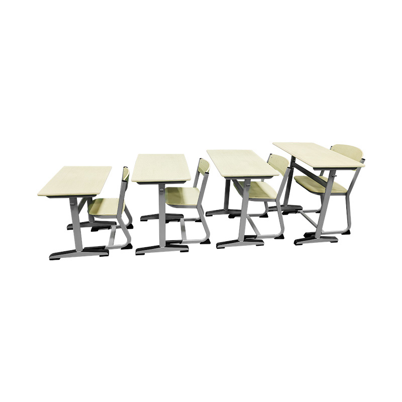 Simple Design Metal Wooden Student Study Desk and Chair Set