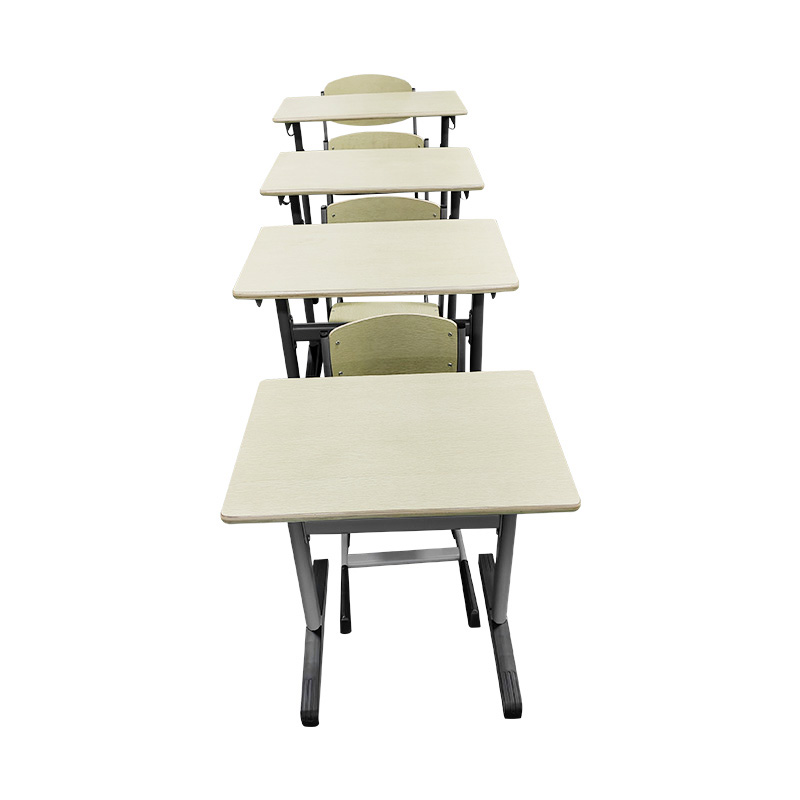 Simple Design Metal Wooden Student Study Desk and Chair Set