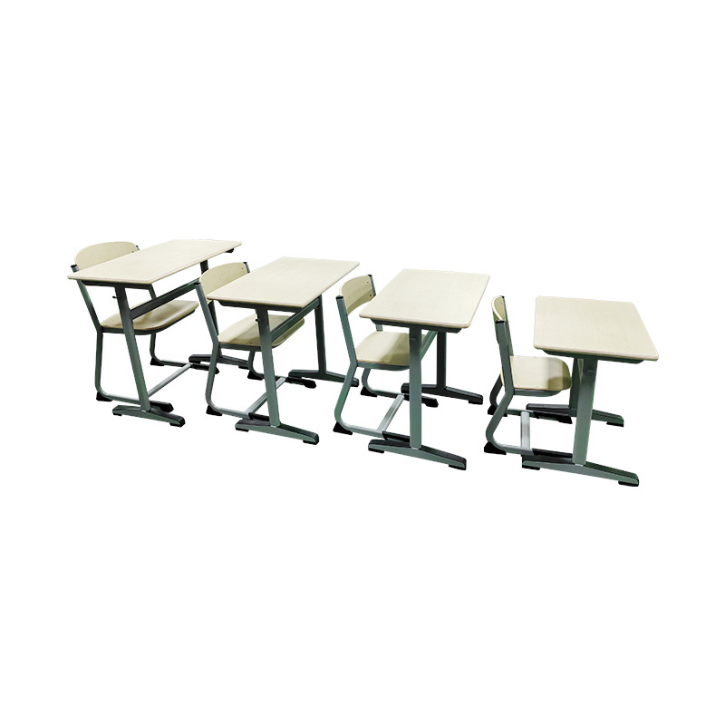 Simple Design Metal Wooden Student Study Desk and Chair Set