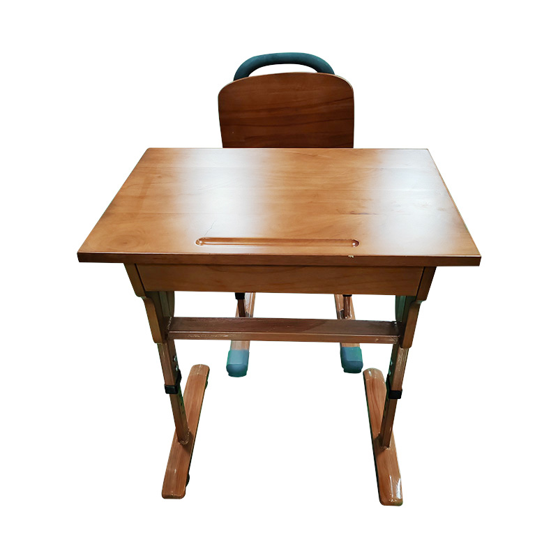Single Wood Student Table and Chair for School